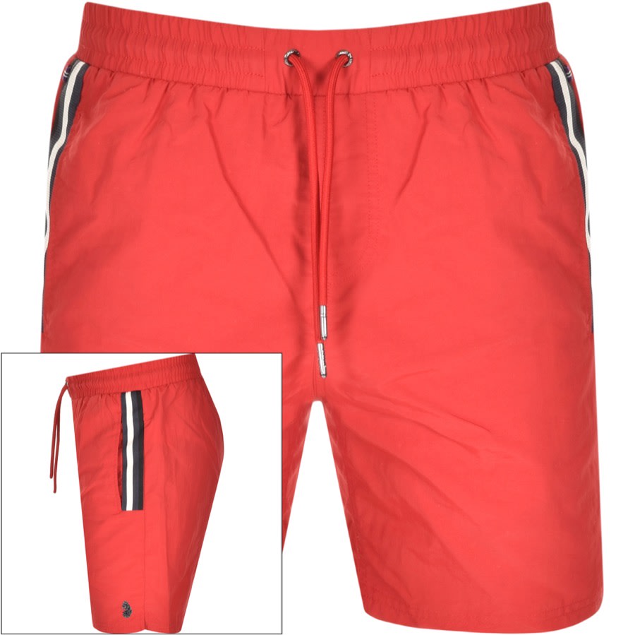 Alternative Image for ProductLuke 1977 Caen Striped Detail Swim Shorts Red1